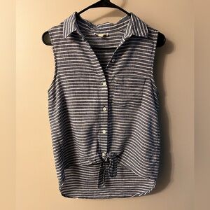 Linen button up tank top
